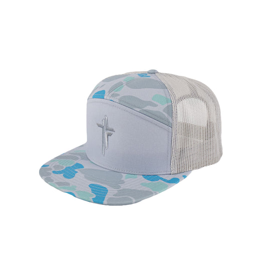 Cross Hat Flatbill - Blu/Green Camo