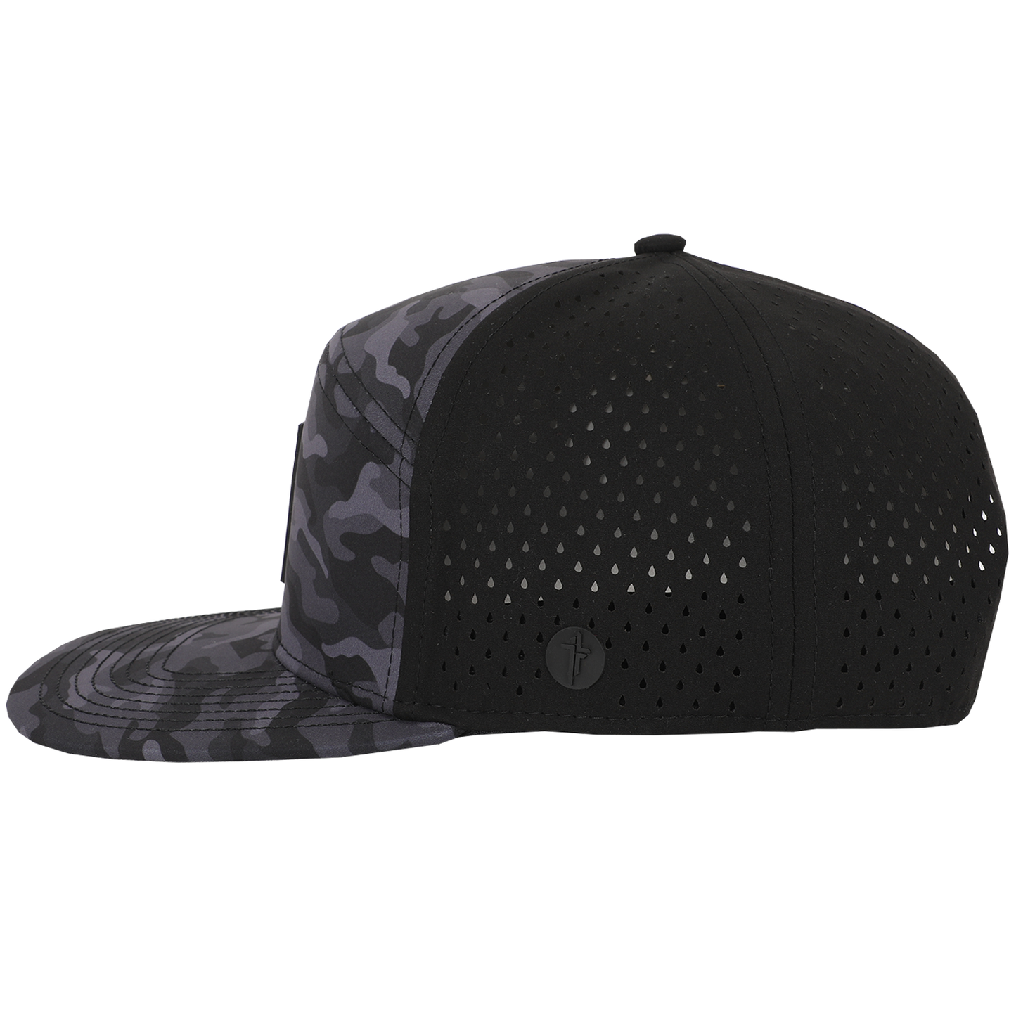 Perforated Flat Bill Hat - Black Camo