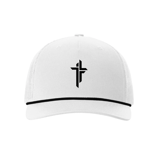 Cross Hat Curved + Rope - White