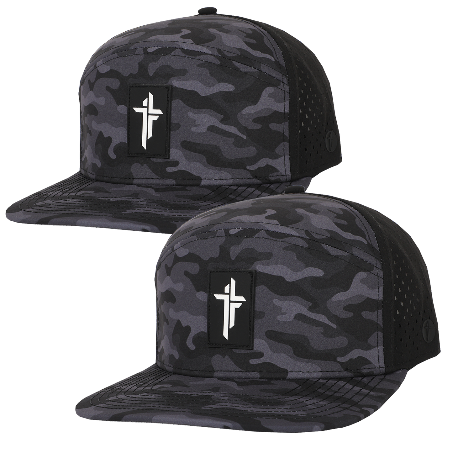 (2x) Flat Bills - Black Camo