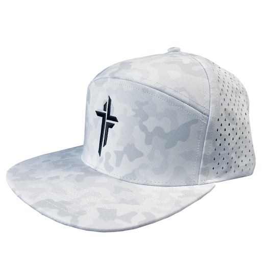 Premium Cross Hat (Flatbill) - White Camo