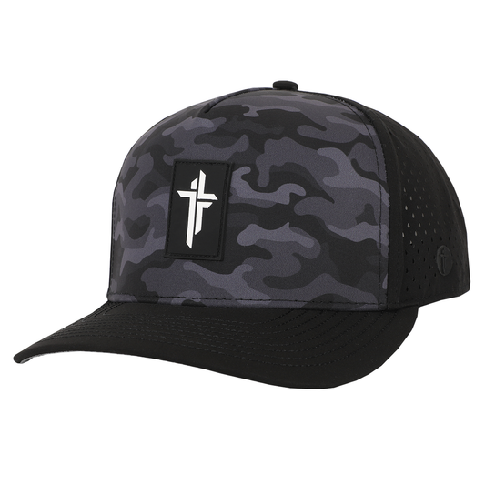 Perforated Curved Hat - Black Camo