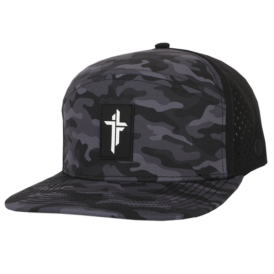 Perforated Flat Bill Hat - Black Camo